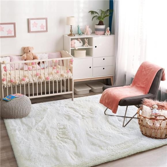 Super Soft Shaggy Rug for Bedroom, 6x9 Feet Fluffy Carpet for Living Room, Fuzzy - Picture 4 of 7